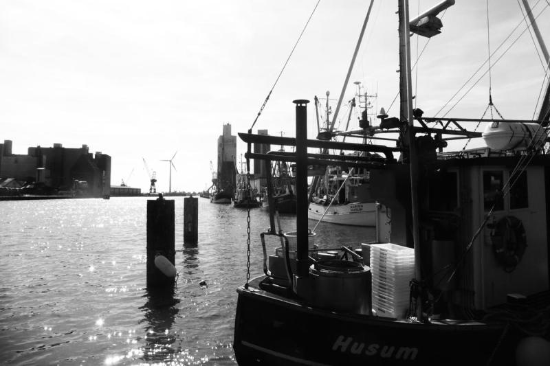 Der Husumer Außenhafen in schwarz-weiß | © Tourismus und Stadtmarketing Husum GmbH