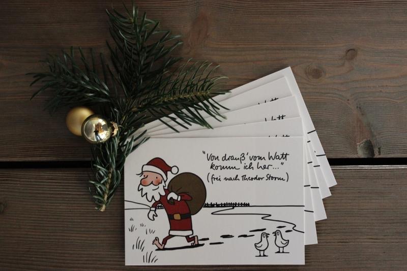 Weihnachtliche Postkarte mit Motiv "Drauß vom Watt", € 0,50 | © Tourismus und Stadtmarketing Husum GmbH