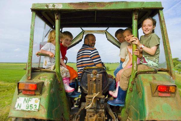 Mitfahren auf dem Trecker